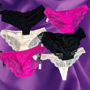 6 pairs of beautiful Lace Trim Women's undies - Black, Pink, Cream